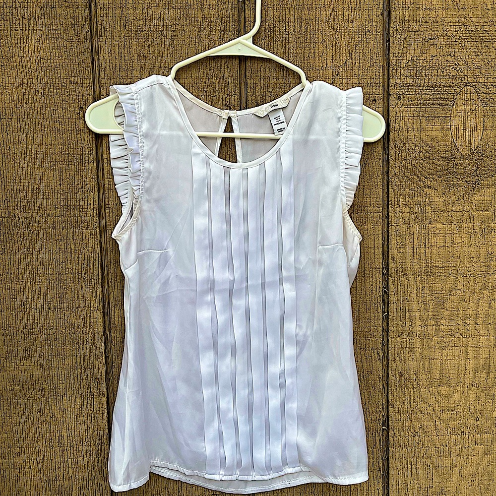 Girls White Detailed Tank Top